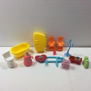 Assorted Mini Dollhouse Furniture Coat Hanger Refrigerator Toilet Chairs Toy Tra